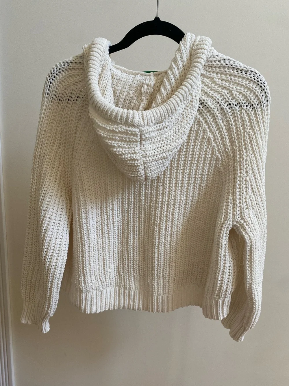 Aerie hoodie thick cream-colored ribbed knit Sz XS